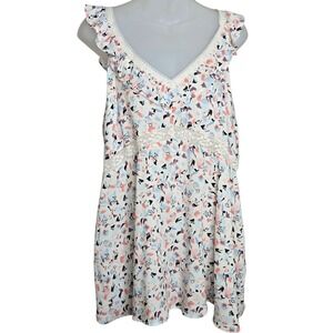 Torrid Womens Top 1X NWT Ruffle Lace Trim V-Neck Sleeveless Blouse Romantic